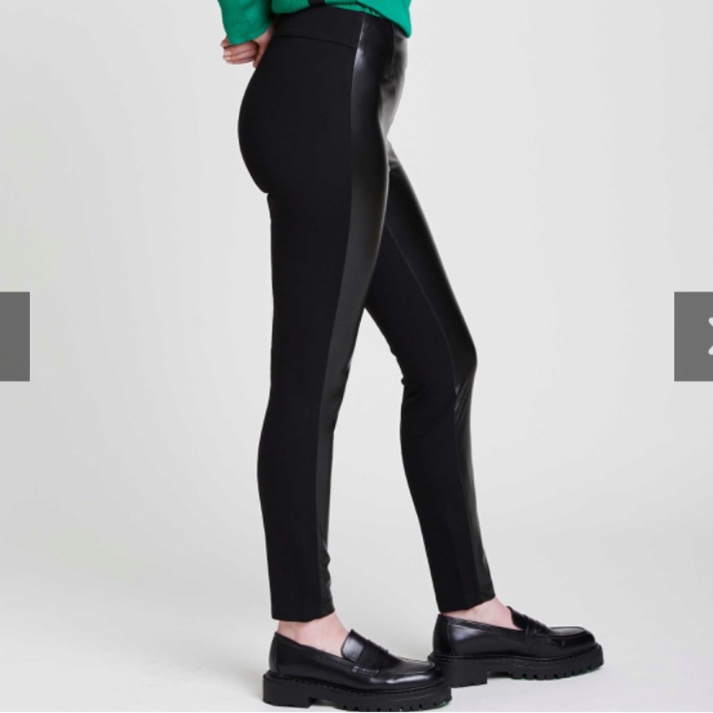 New! Bylyse Black vegan leather front pants leggings size XL